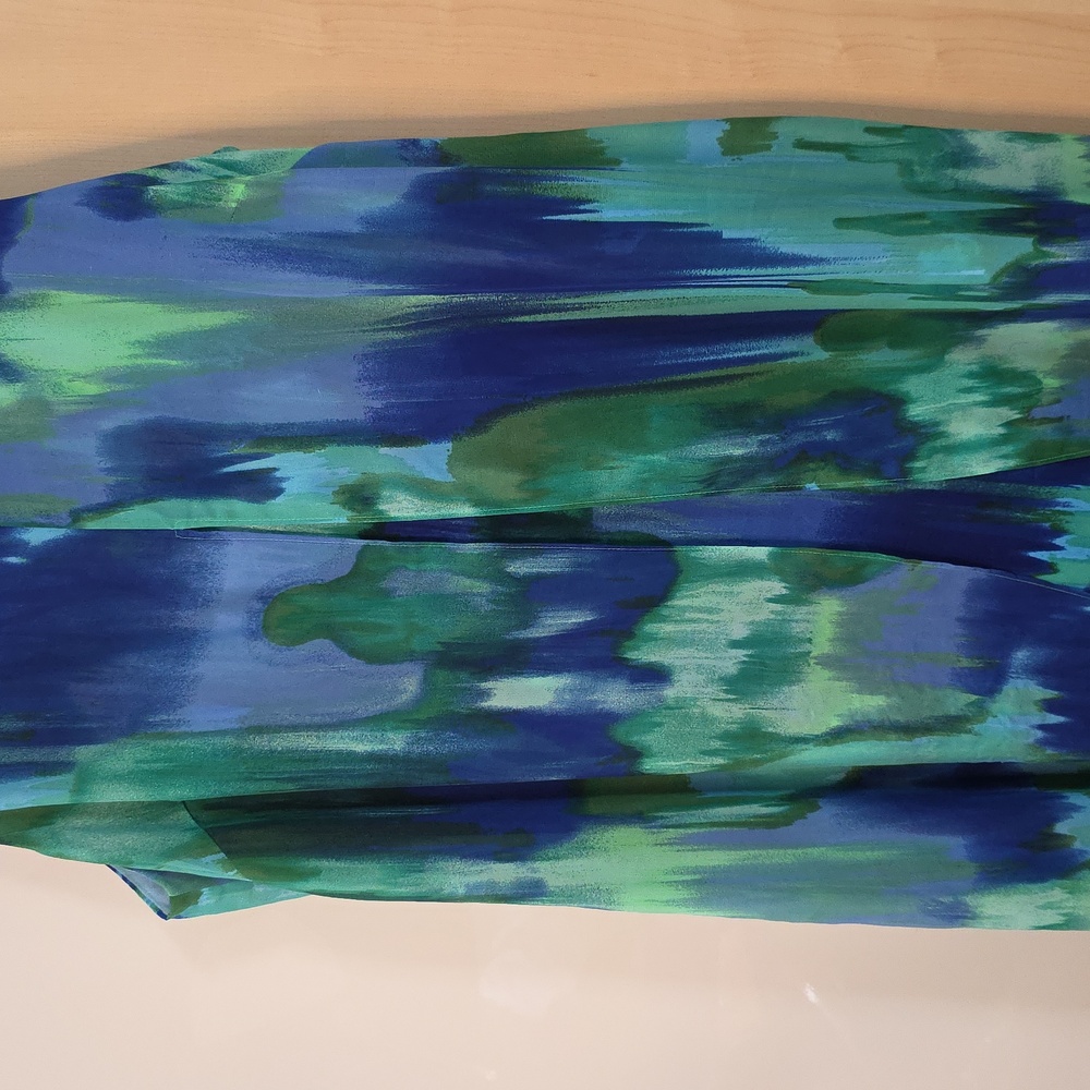 Catherine's Chiffon Flowing Flowing Tank Style Blue Green 0X 14/16W Preloved - Picture 5 of 16